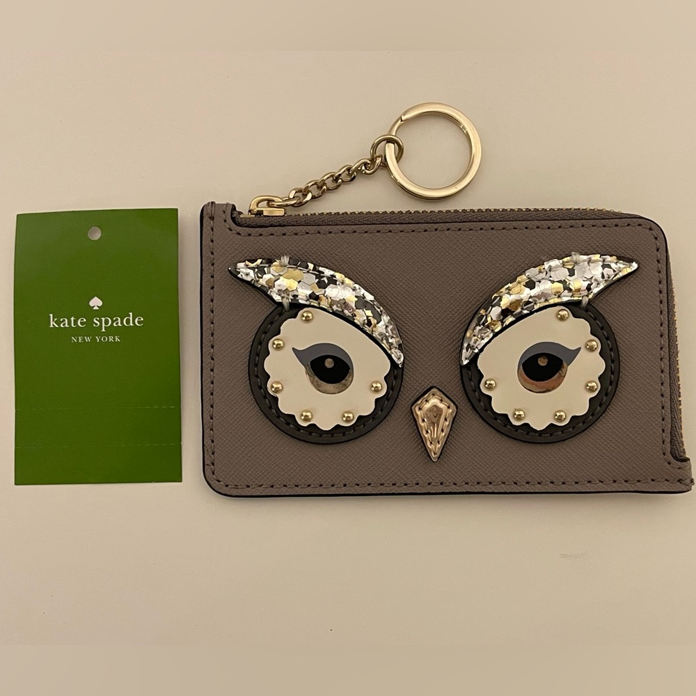 Kate Spade Owl Poppy Star Bright Cityscape Keychain Cardholder Wallet